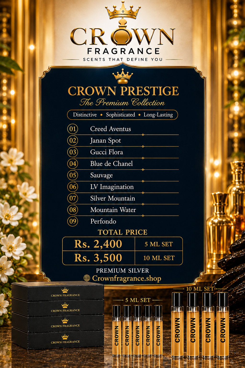 👑 Crown Fragrance – Signature Tester Collection
✨ Discover Luxury, One Spray at a Time
👑 Experience the Prestige of Fragrance
💎 Luxury Tester Collection by Crown Fragrance
✨ Your Signature Scent Starts Here
👑 Premium Inspired Perfumes • Long Lasting L